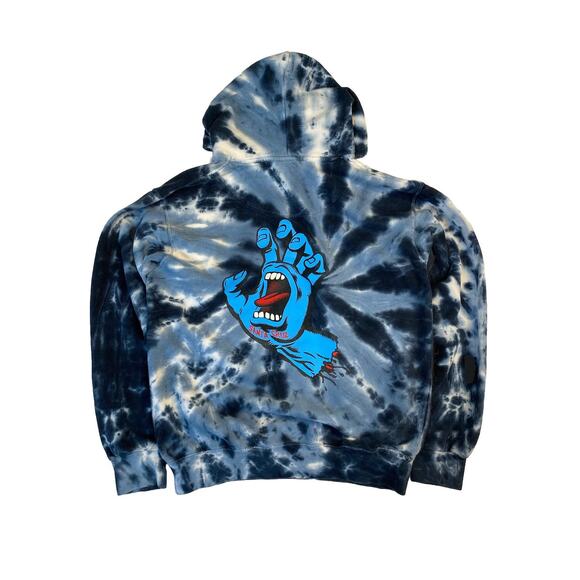Santa Cruz Skateboards Blue Tie Dye Pullover Hoodie Size Small Skate Surf - Picture 2 of 4